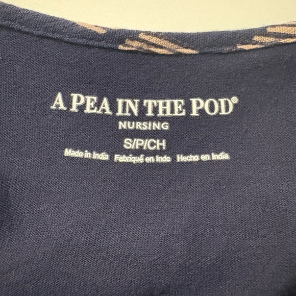 A Pea in the Pod Nursing Mini Sleeveless Blue and Tan Pleated Sundress w Pockets - Picture 4 of 14